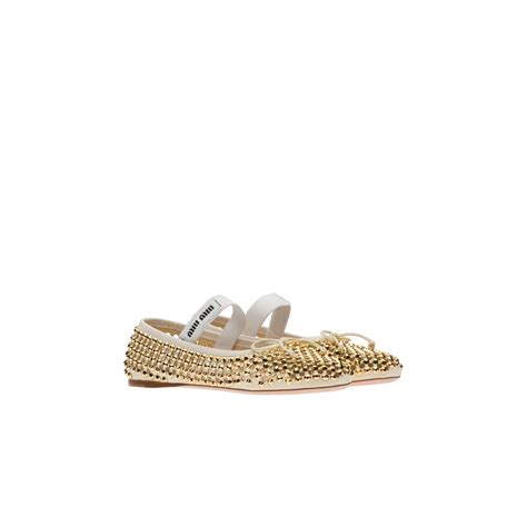 miu miu satin ballerinas|Sand Beige Satin Ballerinas .